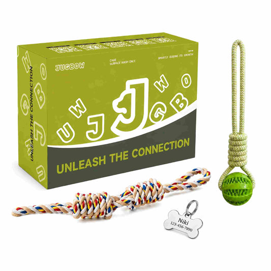 Dog Toy Gift Set & Custom Dog Tag - Perfect for Dogs of All Sizes
