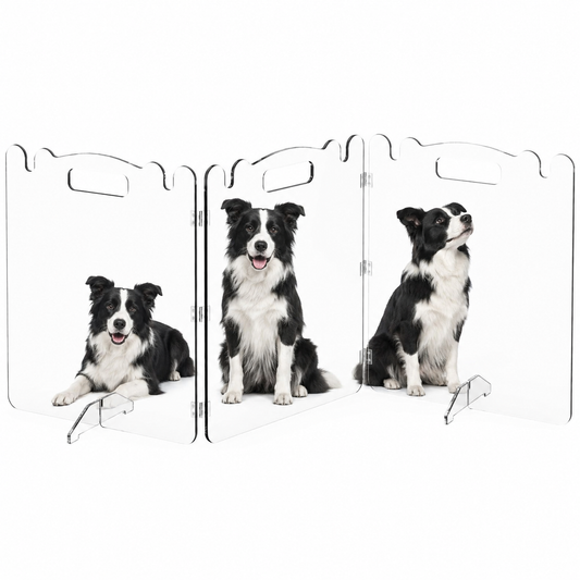 Jugbow Pet Furniture Clear Acrylic Dog Gate – Foldable Freestanding Safety Barrier