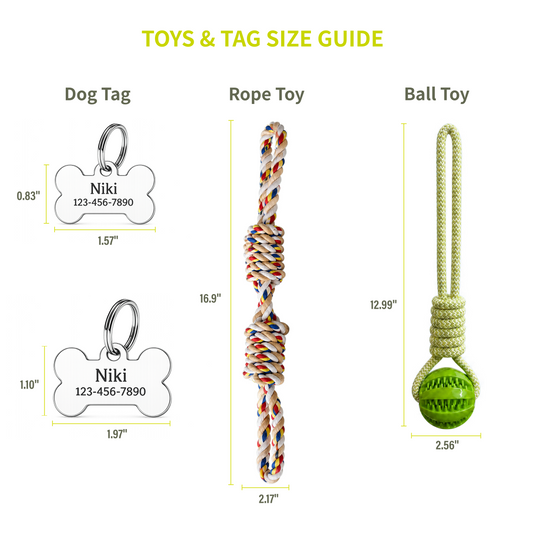 Dog Toy Gift Set & Custom Dog Tag - Perfect for Dogs of All Sizes