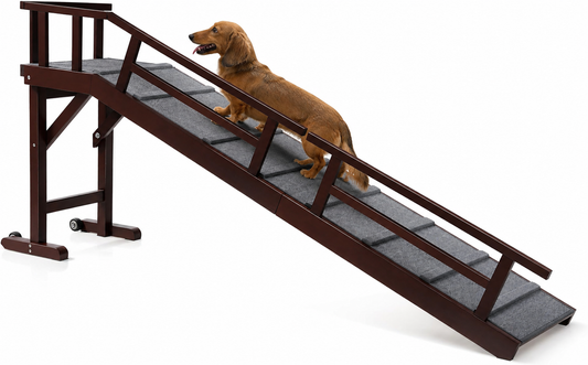 Jugbow Pet Furniture 74" Wooden Dog Ramp with Side Rails for Bed & Couch