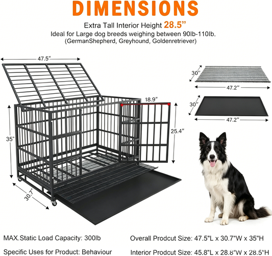 Jugbow Pet Furniture 48" Heavy Duty Foldable Dog Kennel