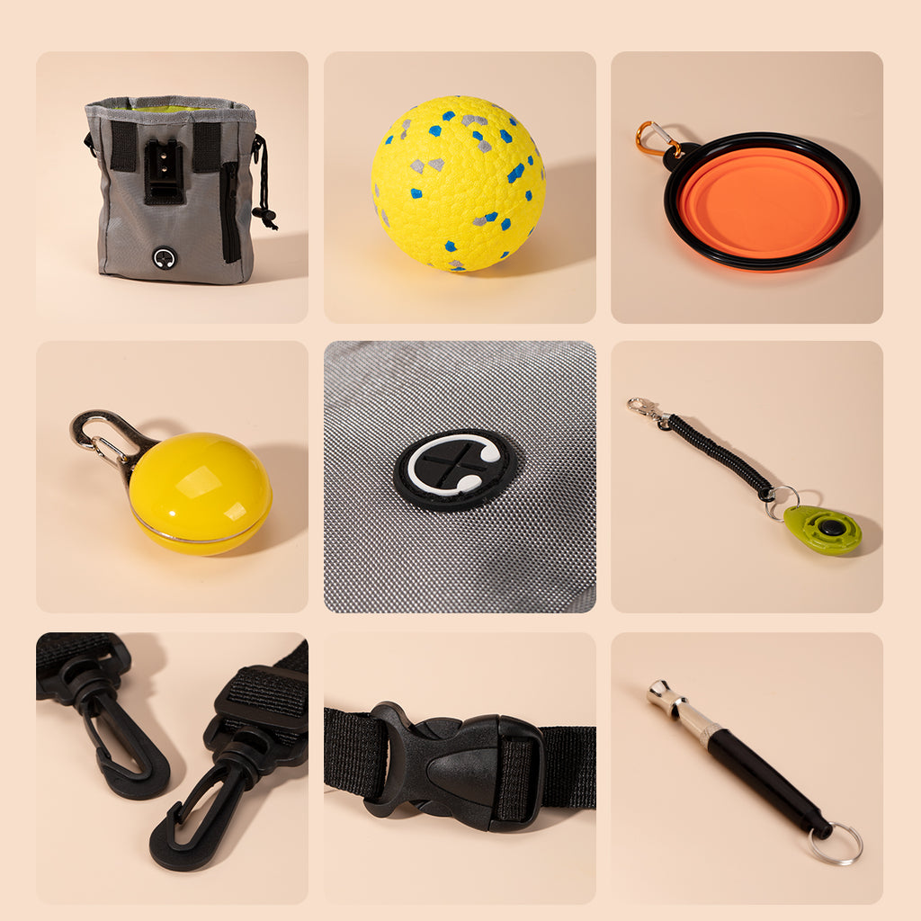 Pet training bag, toy ball, folding water cup, luminous light, training rattle, dog training flute