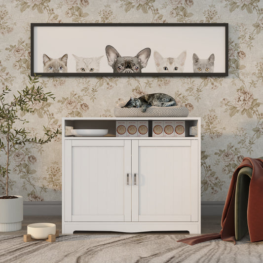 Jugbow White Wooden Cat Litter Box Enclosure