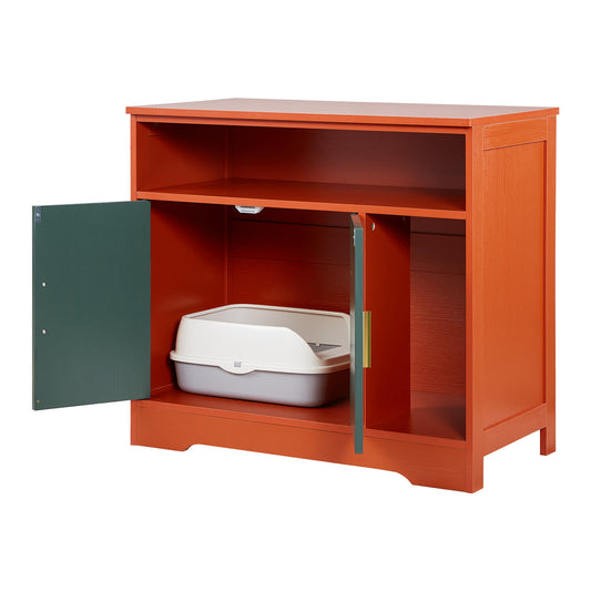 Jugbow Cat Litter Box Cabinet Red & Green