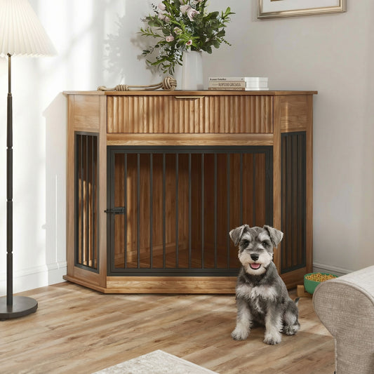 Jugbow Corner Dog Crate Furniture Walnut