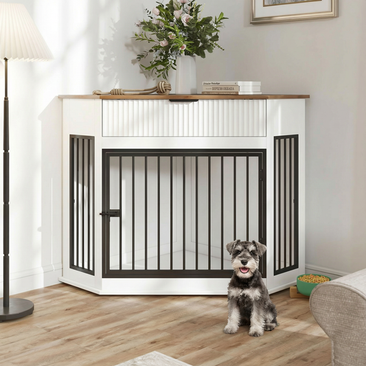 Jugbow Corner Dog Crate Furniture White