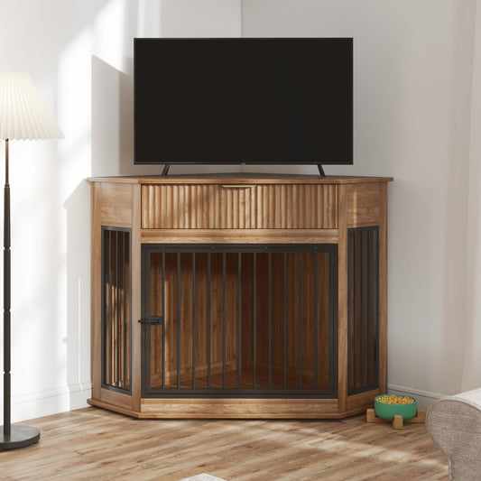 Jugbow Corner Dog Crate Furniture Walnut