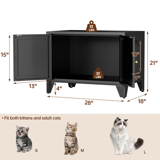Jugbow Black Metal Cat Litter Box Enclosure