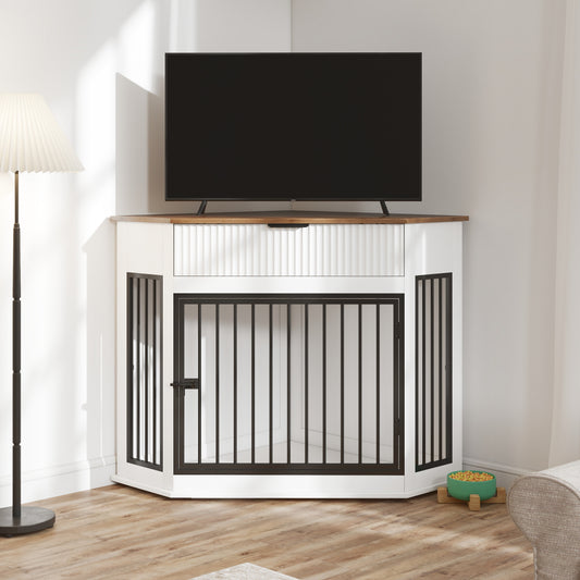 Jugbow Corner Dog Crate Furniture White