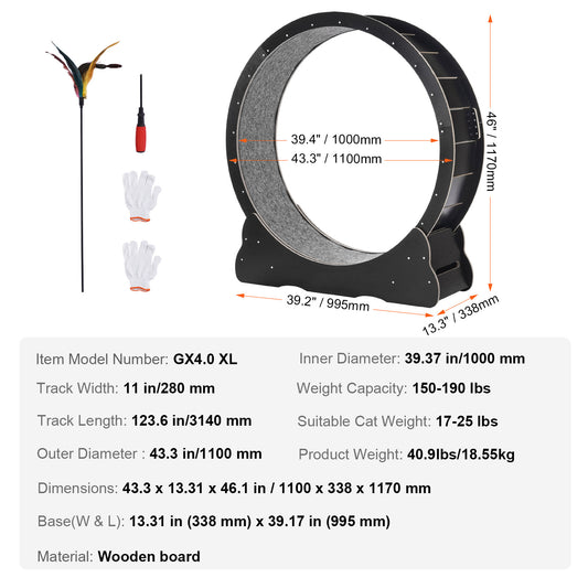 Jugbow Large Cat Exercise Wheel Black